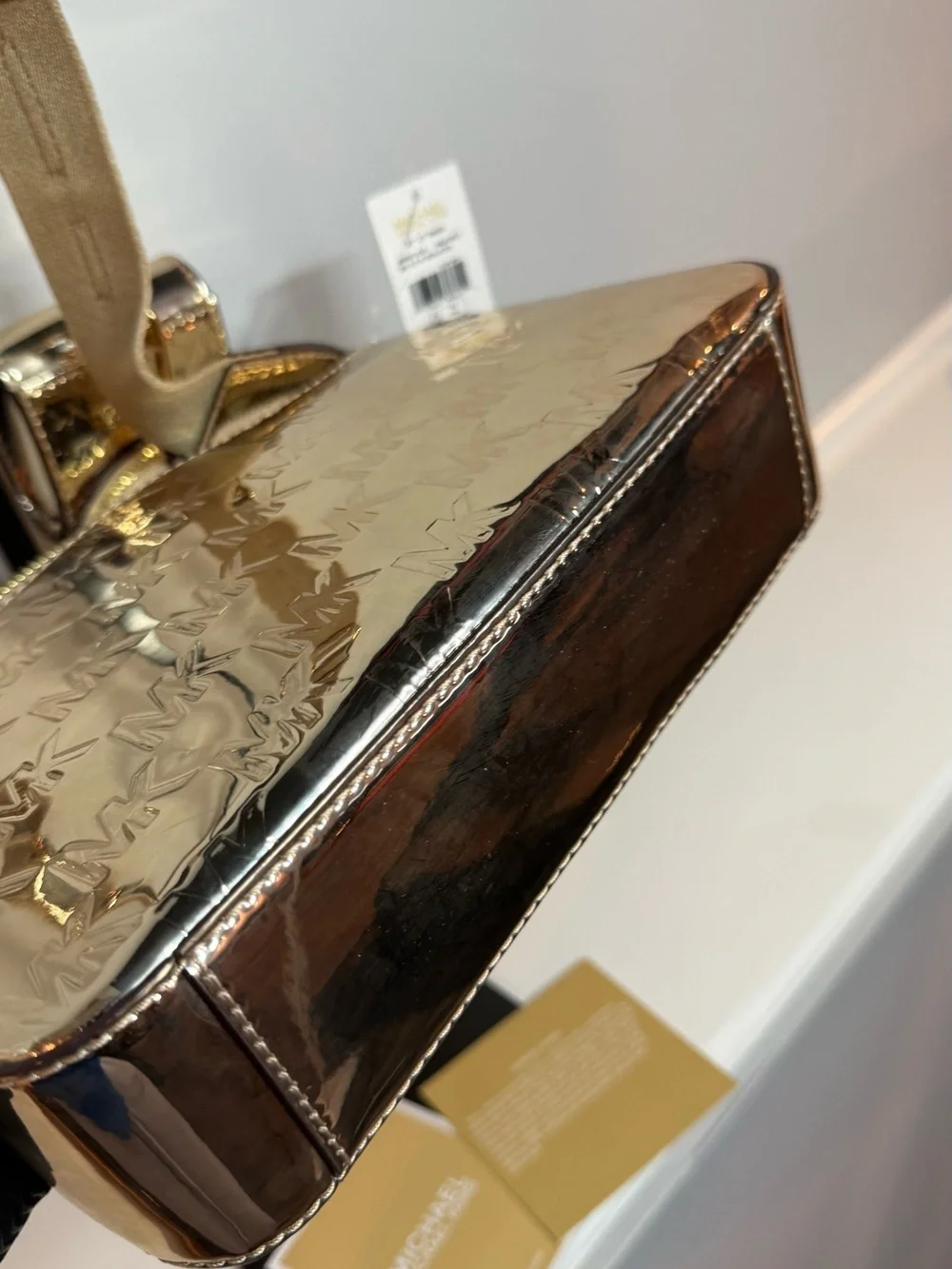 Michael Kors Jet Set Small Metallic Logo Debossed Crossbody Bag